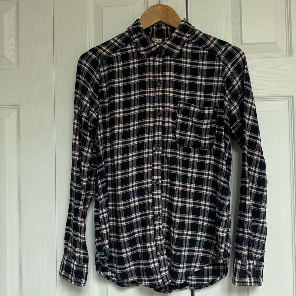 Hollister Plaid Button-Down Shirt - Black and White